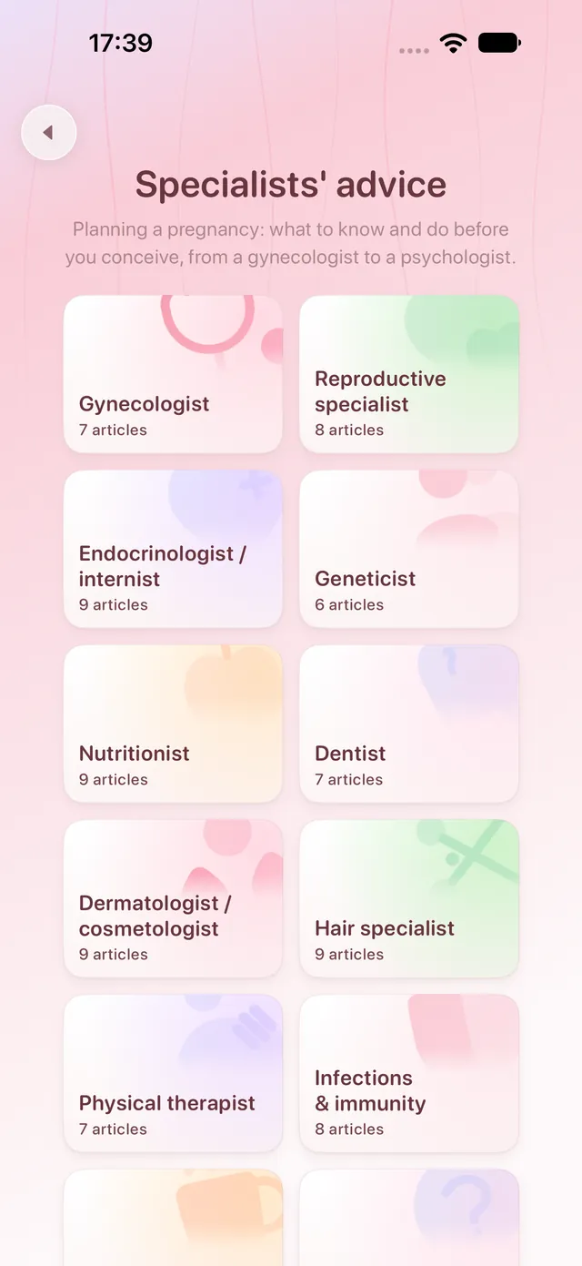 Specialists’ advice for planning a pregnancy in GIA